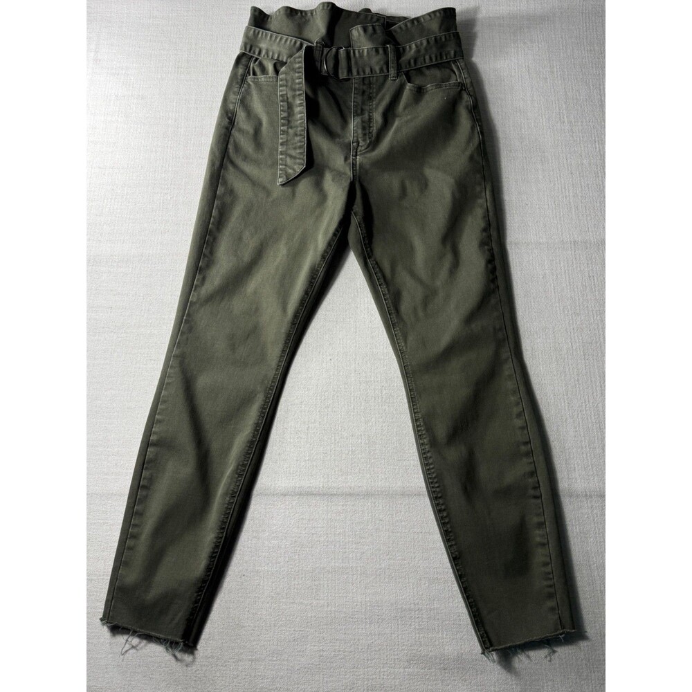 Pistola Women’s Inez Belted Paperbag Skinny Jeans Military Green 30 Raw Hem